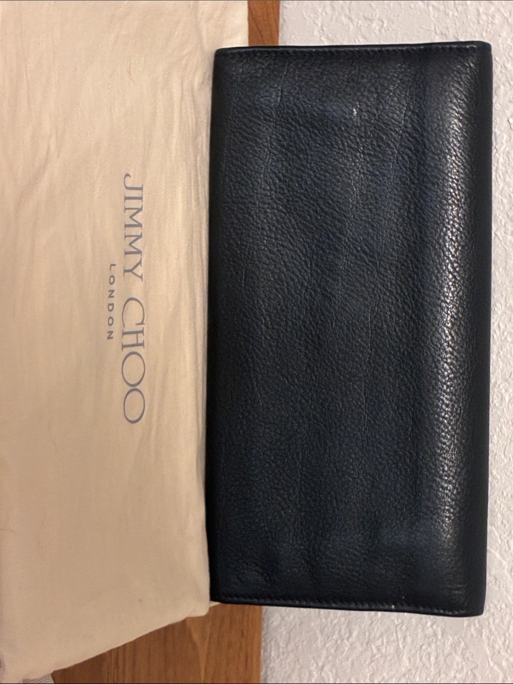 Jimmy Choo Black Leather Clutch with Gold Plate - Picture 6 of 10